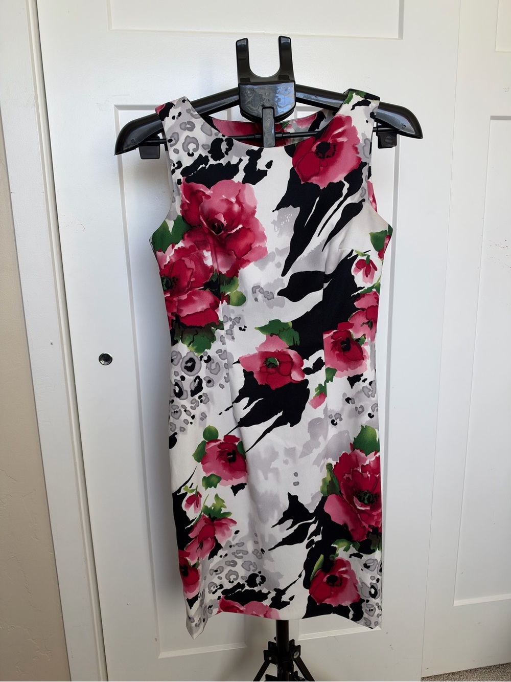 Dressbarn Sheath Midi Dress with Pink Floral Print